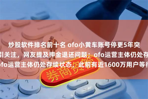 炒股软件排名前十名 ofo小黄车账号停更5年突然发文“皮肤病援助”引关注，网友提及押金退还问题；ofo运营主体仍处存续状态，此前有近1600万用户等待退押